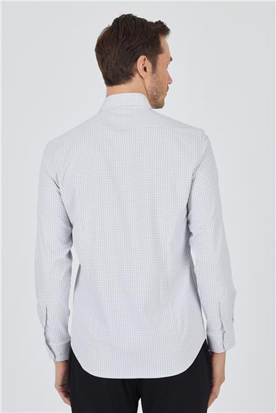 Beyaz Sert Yaka Cepsiz Gabardin Uzun Kol Slim Fit Esnek Gömlek 1004250232