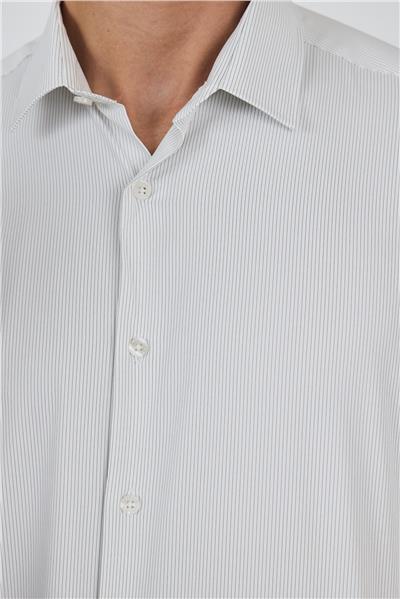 Sert Yaka Cepsiz Gabardin Uzun Kol Slim Fit Esnek Gömlek 1004250231