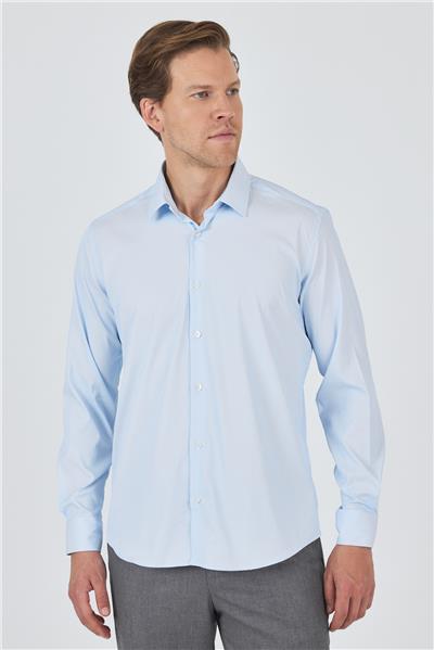 Sert Yaka Cepsiz Gabardin Uzun Kol Slim Fit Esnek Gömlek 1004250229