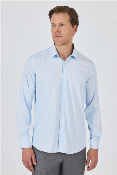 Sert Yaka Cepsiz Gabardin Uzun Kol Slim Fit Esnek Gömlek 1004250229