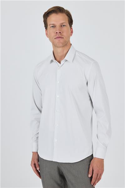 Sert Yaka Cepsiz Gabardin Uzun Kol Slim Fit Esnek Gömlek 1004250231