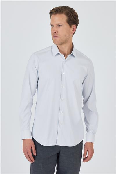 Sert Yaka Cepsiz Gabardin Uzun Kol Slim Fit Esnek Gömlek 1004250231