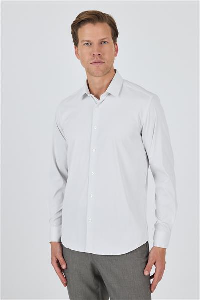 Sert Yaka Cepsiz Gabardin Uzun Kol Slim Fit Esnek Gömlek 1004250231