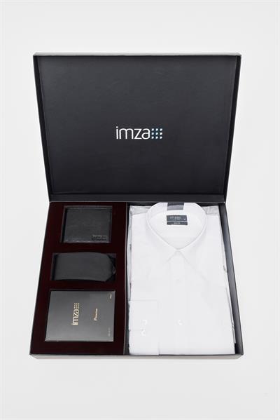 Beyaz Gömlek Slim Fit, Kravat, Cüzdan, Parfüm 4lü Set, Damat Bohçası, Hediye Seti, Düğün Set
