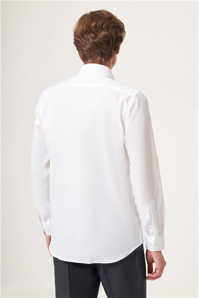 Beyaz İtalyan Yaka Oxford Slim Fit Kolay Ütü Pamuklu Gömlek 1004265270