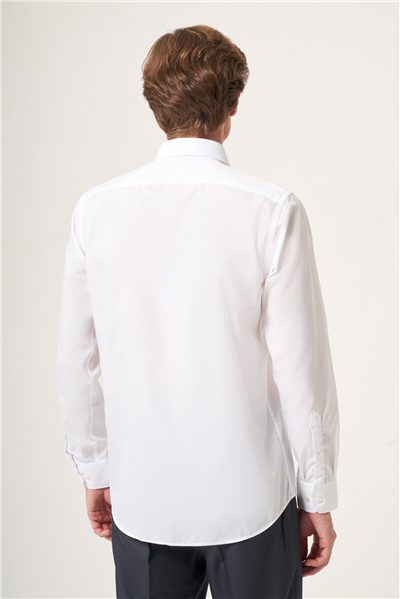 Beyaz İtalyan Yaka Slim Fit Kolay Ütü Pamuklu Gömlek 1004265269
