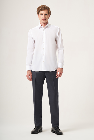 Beyaz İtalyan Yaka Slim Fit Kolay Ütü Pamuklu Gömlek 1004265269