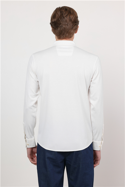 Beyaz İtalyan Yaka Uzun Kol Cepsiz Performans Ürün Slim Fit Gömlek 1004260160