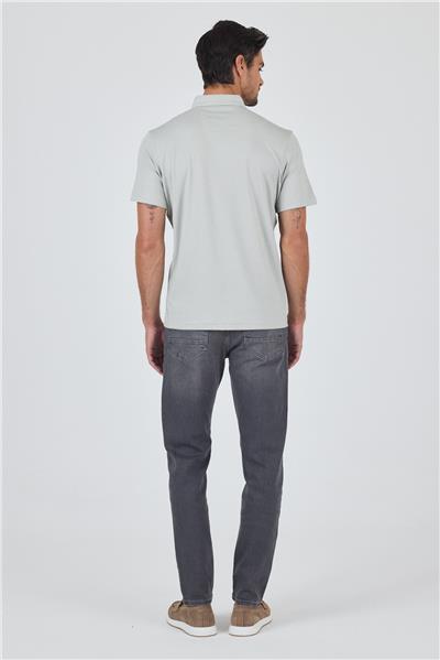 Gri Kısa Kol Düz Suprem Polo Yaka Cepsiz Pamuklu Casual Slim Fit Tişört 1011250160_601