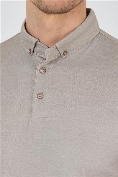 Bej Kısa Kol Düz Suprem Polo Yaka Cepsiz Pamuklu Casual Slim Fit Tişört 1011250160_605