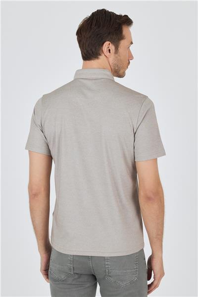 Bej Kısa Kol Düz Suprem Polo Yaka Cepsiz Pamuklu Casual Slim Fit Tişört 1011250160_605