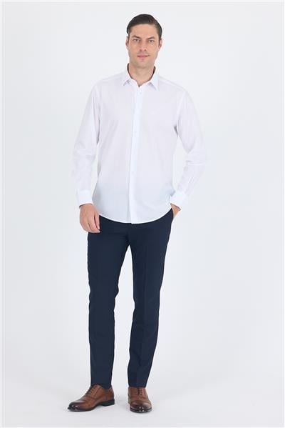 Klasik Yaka Uzun Kol Cepsiz Comfort Fit Classic Pamuklu Gömlek Gömlek 1004250287