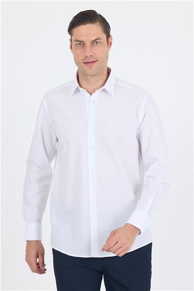 Klasik Yaka Uzun Kol Cepsiz Comfort Fit Classic Pamuklu Gömlek Gömlek 1004250287