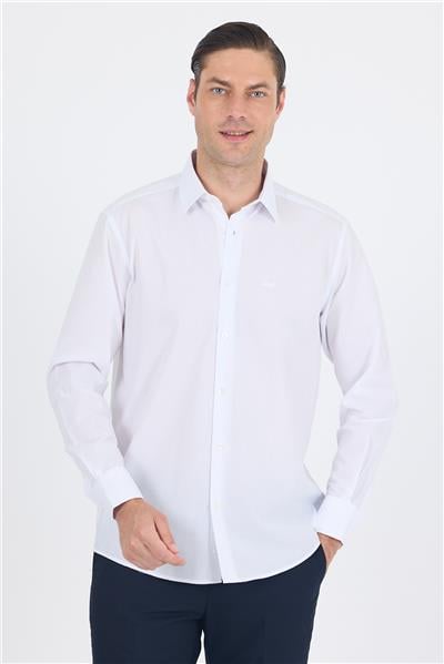 Klasik Yaka Uzun Kol Cepsiz Comfort Fit Classic Pamuklu Gömlek Gömlek 1004250287