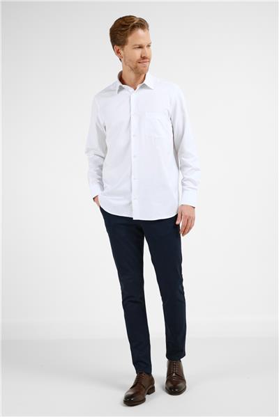 Beyaz-Lila Çizgili Desen Sert Yaka Uzun Kol Cepli Comfort Fit Pamuklu Gömlek 1004255274