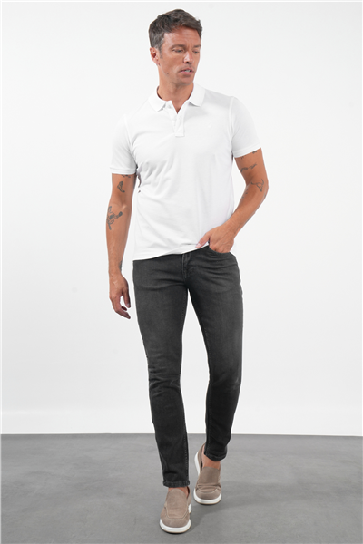 Beyaz Polo Yaka Pike Kısa Kol Slim Fit Pamuklu Tişört 1011260170
