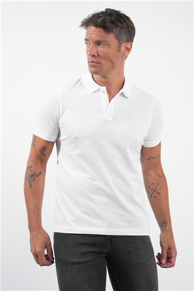 Beyaz Polo Yaka Pike Kısa Kol Slim Fit Pamuklu Tişört 1011260170