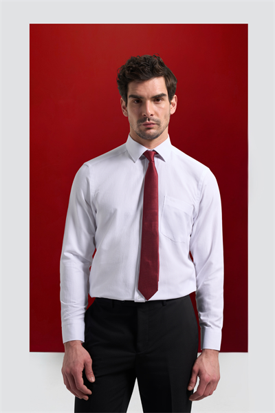 Beyaz Sert Yaka Düz Classic Pamuklu Comfort Fit Gömlek 1004250213