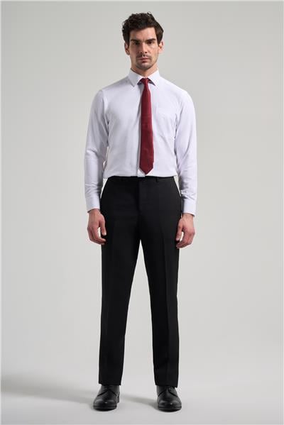 Beyaz Sert Yaka Düz Classic Pamuklu Comfort Fit Gömlek 1004250213