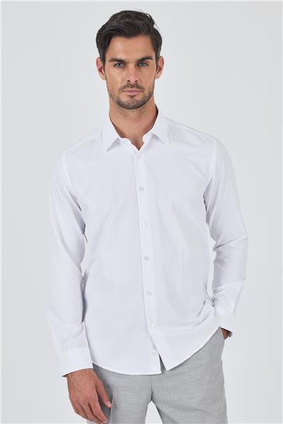 Sert Yaka Düz Classic Pamuklu Slim Fit Gömlek 1004250900