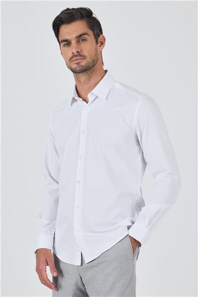 Sert Yaka Düz Classic Pamuklu Slim Fit Gömlek 1004250900
