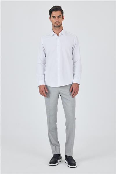 Sert Yaka Düz Classic Pamuklu Slim Fit Gömlek 1004250900