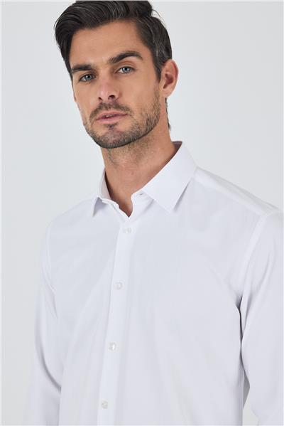 Sert Yaka Düz Classic Pamuklu Slim Fit Gömlek 1004250900