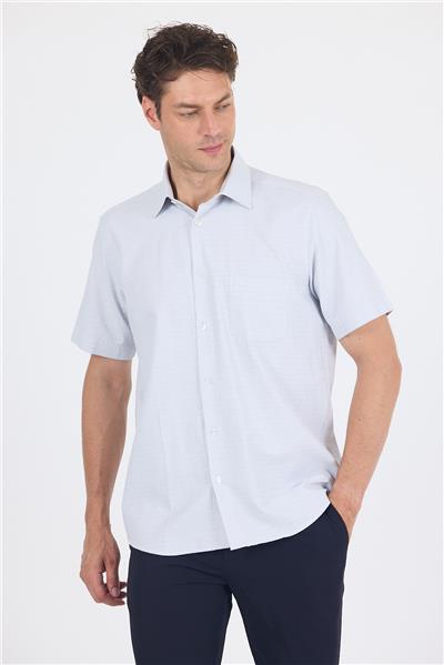 Beyaz Sert  Yaka Kısa Kol Cepli  Comfort Fit Cls Gömlek 1004250260