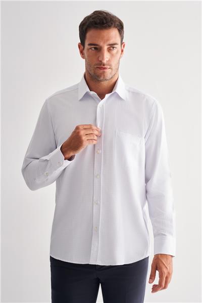 Sert Yaka Uzun Kol Cepli Comfort Fit Classic Gömlek 1004255164