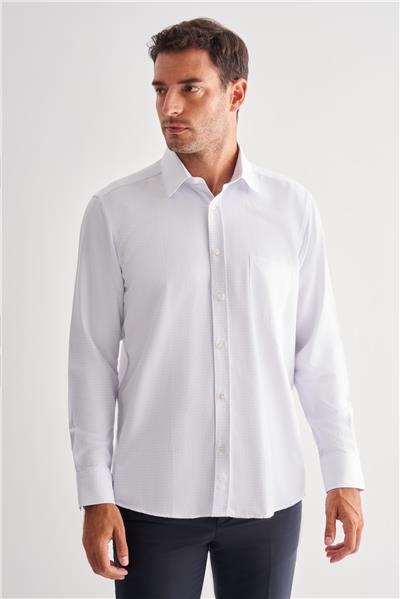 Sert Yaka Uzun Kol Cepli Comfort Fit Classic Gömlek 1004255164
