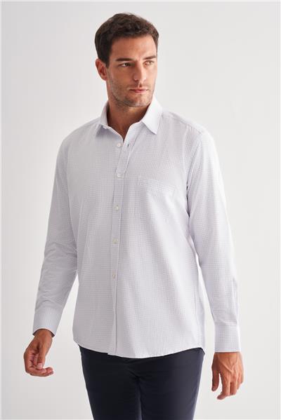 Sert Yaka Uzun Kol Cepli Comfort Fit Classic Gömlek 1004255164