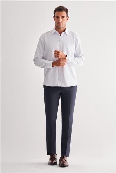 Sert Yaka Uzun Kol Cepli Comfort Fit Classic Gömlek 1004255164