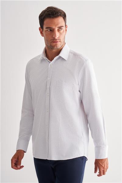 Sert Yaka Uzun Kol Cepli Comfort Fit Classic Gömlek 1004255164