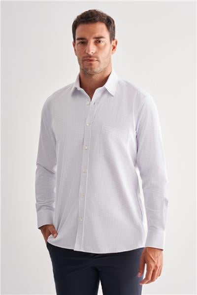 Sert Yaka Uzun Kol Cepli Comfort Fit Classic Gömlek 1004255164
