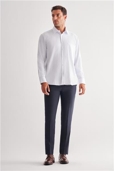Sert Yaka Uzun Kol Cepli Comfort Fit Classic Gömlek 1004255164