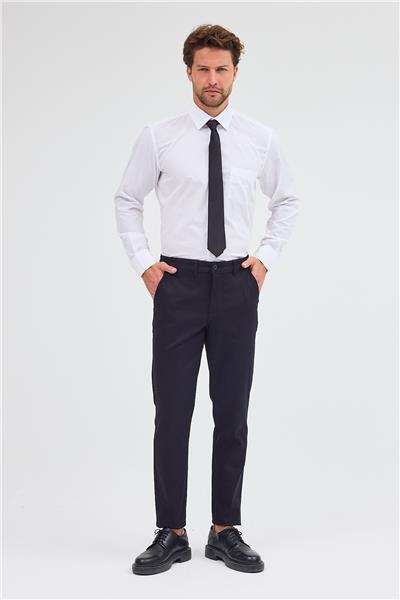 Beyaz Sert Yaka Uzun Kol Easy To Iron Comfort Fit Pamuklu Gömlek 1004255300