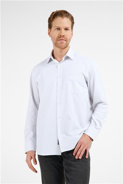 Beyaz-Siyah Çizgili Desen Sert Yaka Uzun Kol Cepli Comfort Fit Pamuklu Gömlek 1004255278