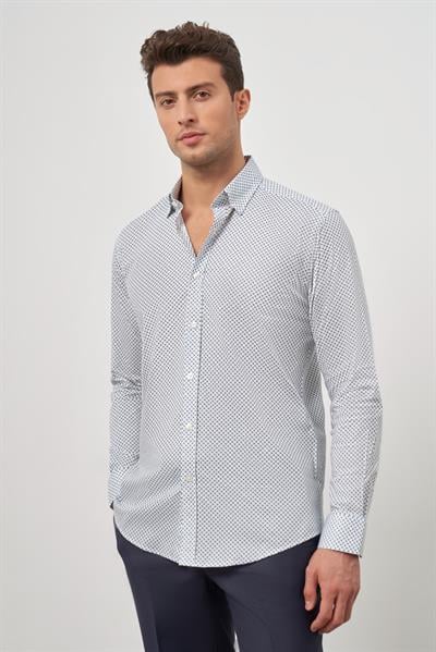 Beyaz Uzun Kol Perfectto Alttan Biritli Yaka Cepsiz Pamuklu Classic Slim Fit Gömlek 1004240259