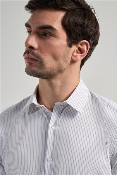 Uzun Kol Desen Yarım İtalyan Yaka Cepsiz esnek Classic Slim Fit Gömlek 1004245217