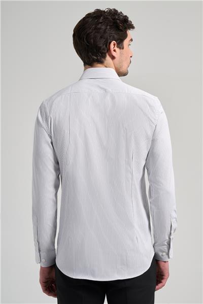 Uzun Kol Desen Yarım İtalyan Yaka Cepsiz esnek Classic Slim Fit Gömlek 1004245217