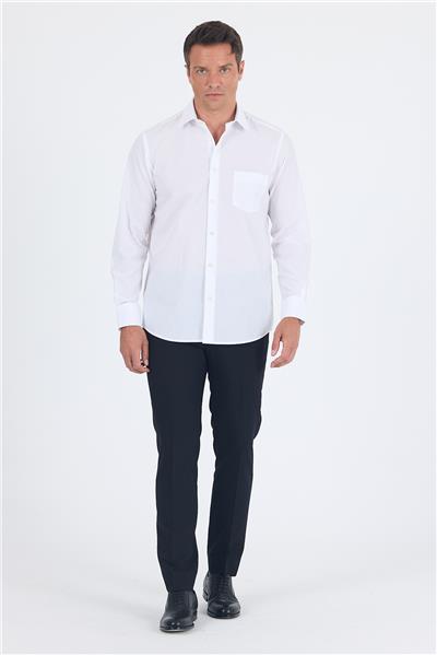 Beyaz Uzun Kol Pamuklu Basic Comfort Fit Gömlek 1004250002