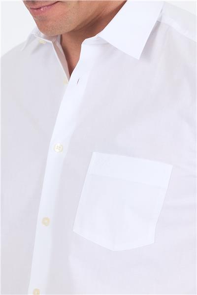 Beyaz Uzun Kol Pamuklu Basic Comfort Fit Gömlek 1004250002