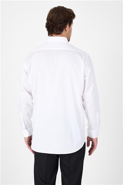Beyaz Uzun Kol Sert Yaka Cepli Non Iron Comfort Fit Pamuklu Gömlek 1004250268