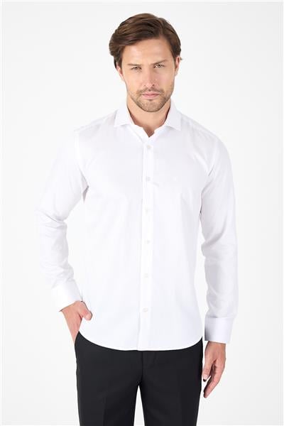 Uzun Kol Yarım İtalyan Yaka Cepsiz Non Iron Slim Fit Pamuklu Gömlek 1004250267