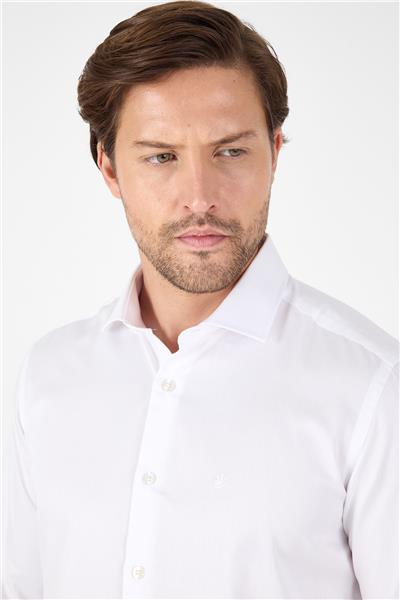 Uzun Kol Yarım İtalyan Yaka Cepsiz Non Iron Slim Fit Pamuklu Gömlek 1004250267