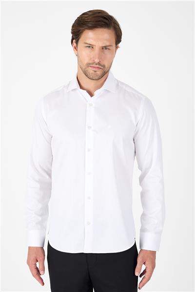 Uzun Kol Yarım İtalyan Yaka Cepsiz Non Iron Slim Fit Pamuklu Gömlek 1004250267