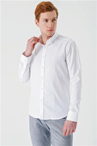 Uzun Kollu Oxford Cepsiz %100 Pamuk Klasik Slim Fit Dar Kesim Gömlek 1004240188