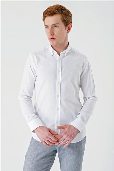 Uzun Kollu Oxford Cepsiz %100 Pamuk Klasik Slim Fit Dar Kesim Gömlek 1004240188
