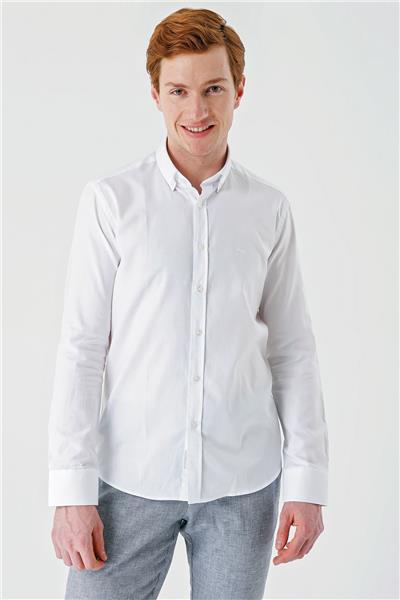 Uzun Kollu Oxford Cepsiz %100 Pamuk Klasik Slim Fit Dar Kesim Gömlek 1004240188