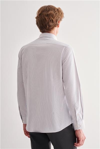 Beyaz Yarım İtalyan Yaka Uzun Kol Cepsiz  Slimfit Fit Classic Gömlek 1004255162